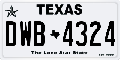 TX license plate DWB4324