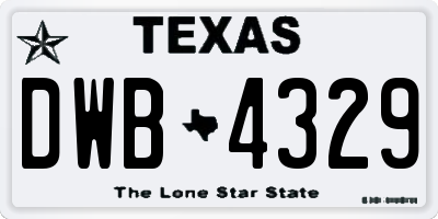 TX license plate DWB4329