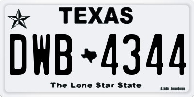 TX license plate DWB4344
