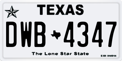 TX license plate DWB4347