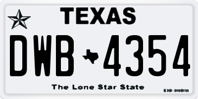 TX license plate DWB4354