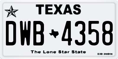 TX license plate DWB4358
