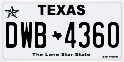TX license plate DWB4360