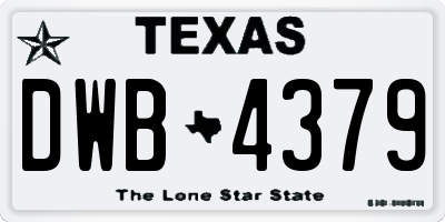 TX license plate DWB4379