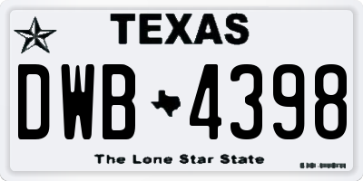 TX license plate DWB4398
