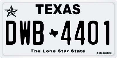 TX license plate DWB4401