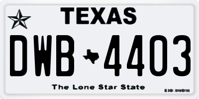 TX license plate DWB4403