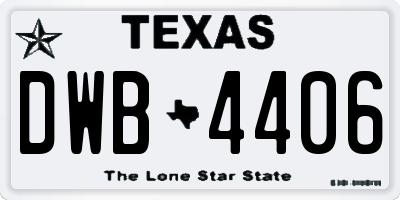 TX license plate DWB4406