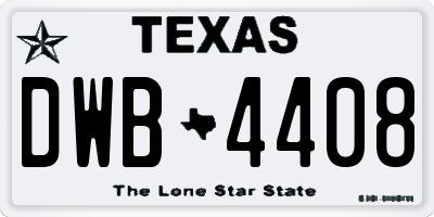 TX license plate DWB4408