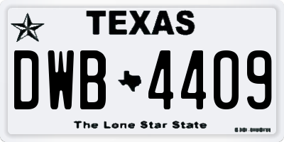 TX license plate DWB4409