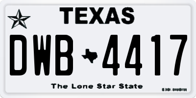 TX license plate DWB4417