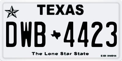 TX license plate DWB4423