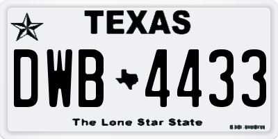 TX license plate DWB4433