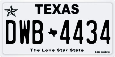 TX license plate DWB4434