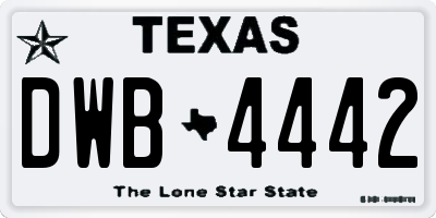 TX license plate DWB4442