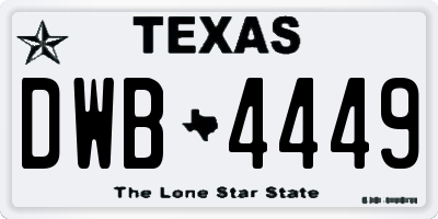 TX license plate DWB4449
