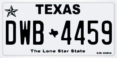 TX license plate DWB4459