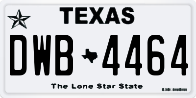 TX license plate DWB4464