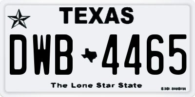 TX license plate DWB4465