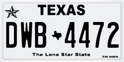 TX license plate DWB4472