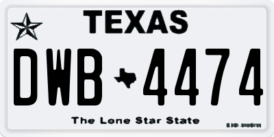 TX license plate DWB4474