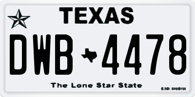 TX license plate DWB4478