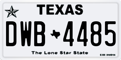 TX license plate DWB4485