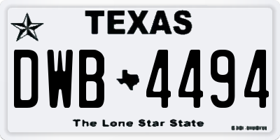 TX license plate DWB4494
