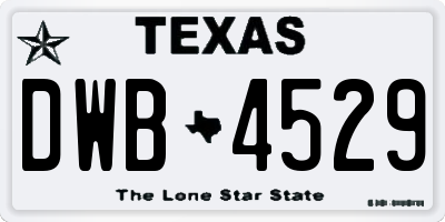 TX license plate DWB4529