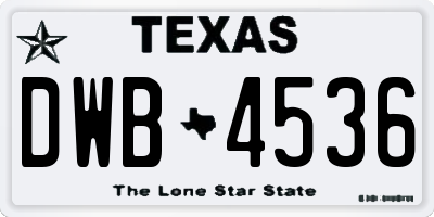 TX license plate DWB4536