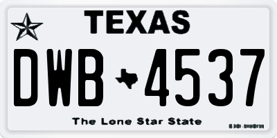 TX license plate DWB4537