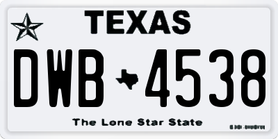 TX license plate DWB4538