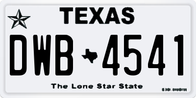 TX license plate DWB4541