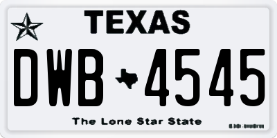 TX license plate DWB4545