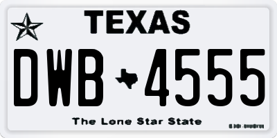 TX license plate DWB4555