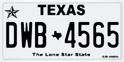 TX license plate DWB4565