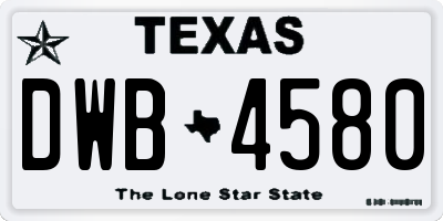 TX license plate DWB4580