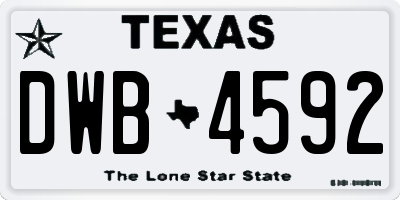 TX license plate DWB4592
