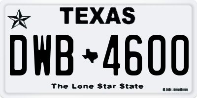 TX license plate DWB4600
