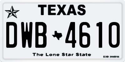 TX license plate DWB4610