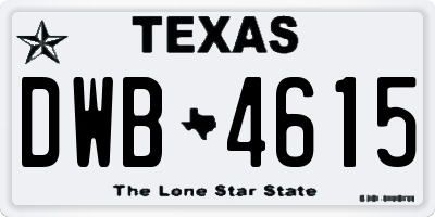 TX license plate DWB4615