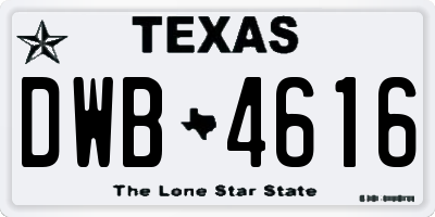 TX license plate DWB4616