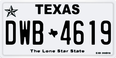 TX license plate DWB4619