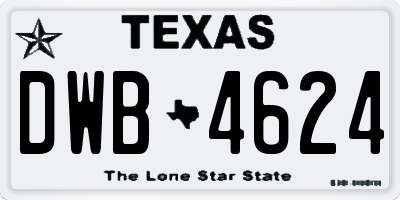 TX license plate DWB4624