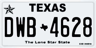 TX license plate DWB4628