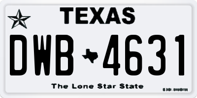 TX license plate DWB4631