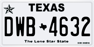 TX license plate DWB4632