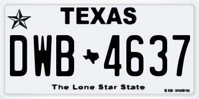 TX license plate DWB4637