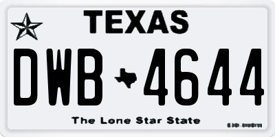 TX license plate DWB4644