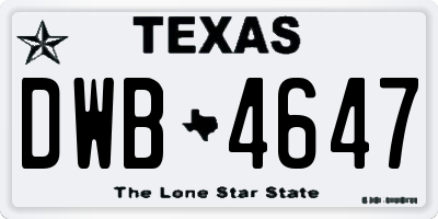 TX license plate DWB4647